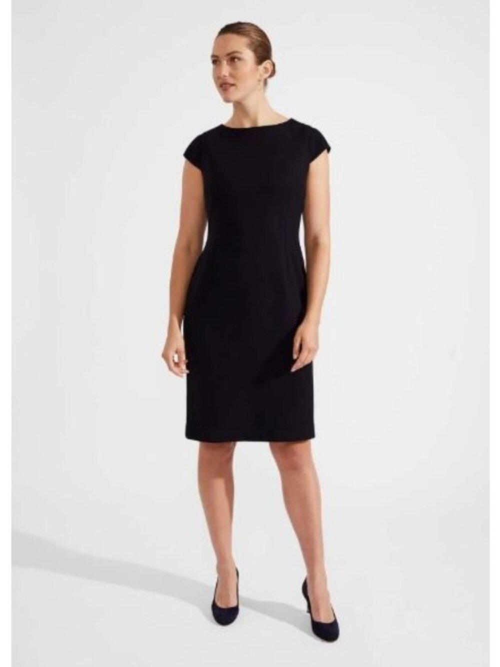 H&M Sheath Dress Size XXL Black Cap Sleeve Round Neck Back Zip